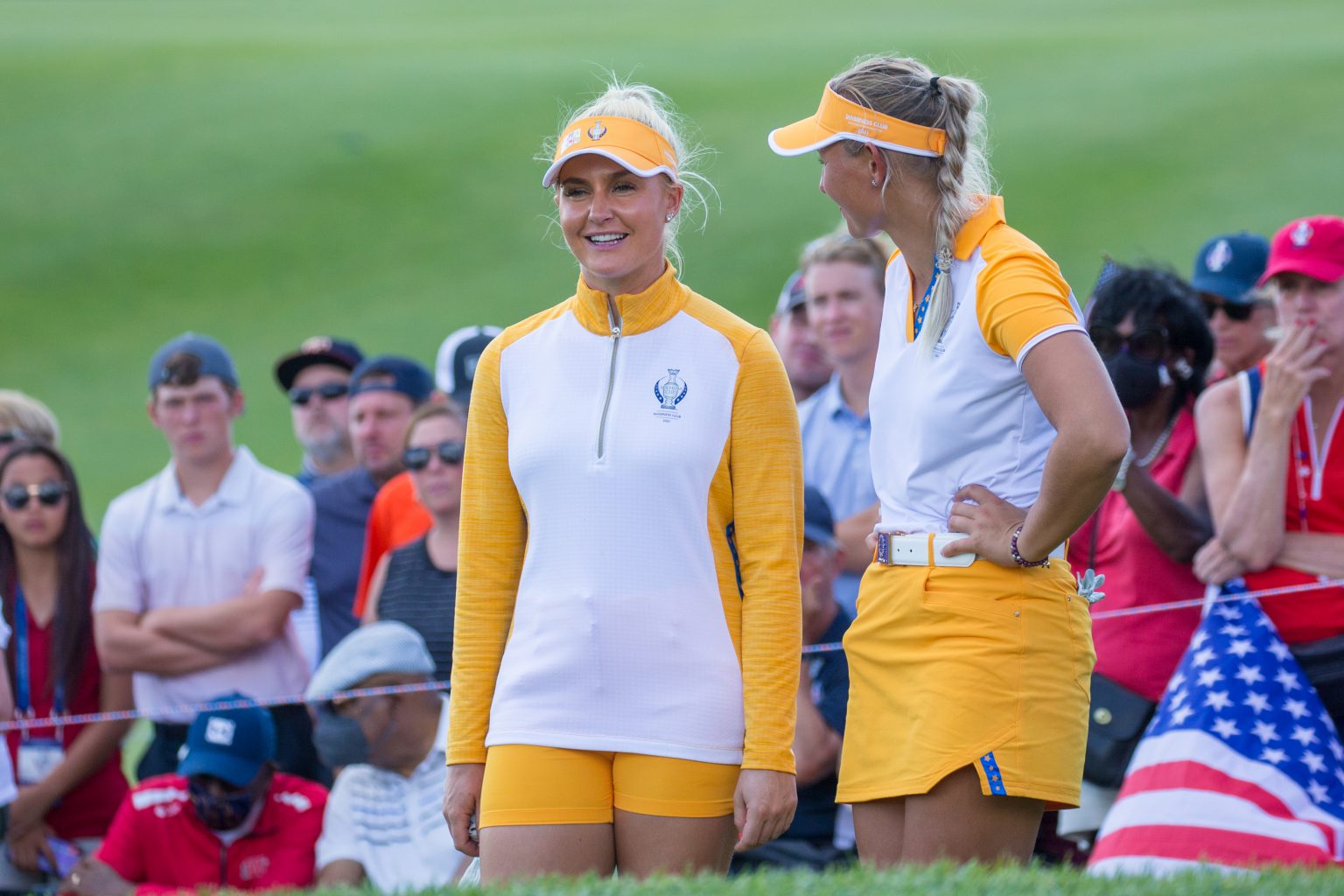 Charley Hull and Emily Pedersen for Team Europe at the Solheim Cup. Photo credit Tristian Jones LET
